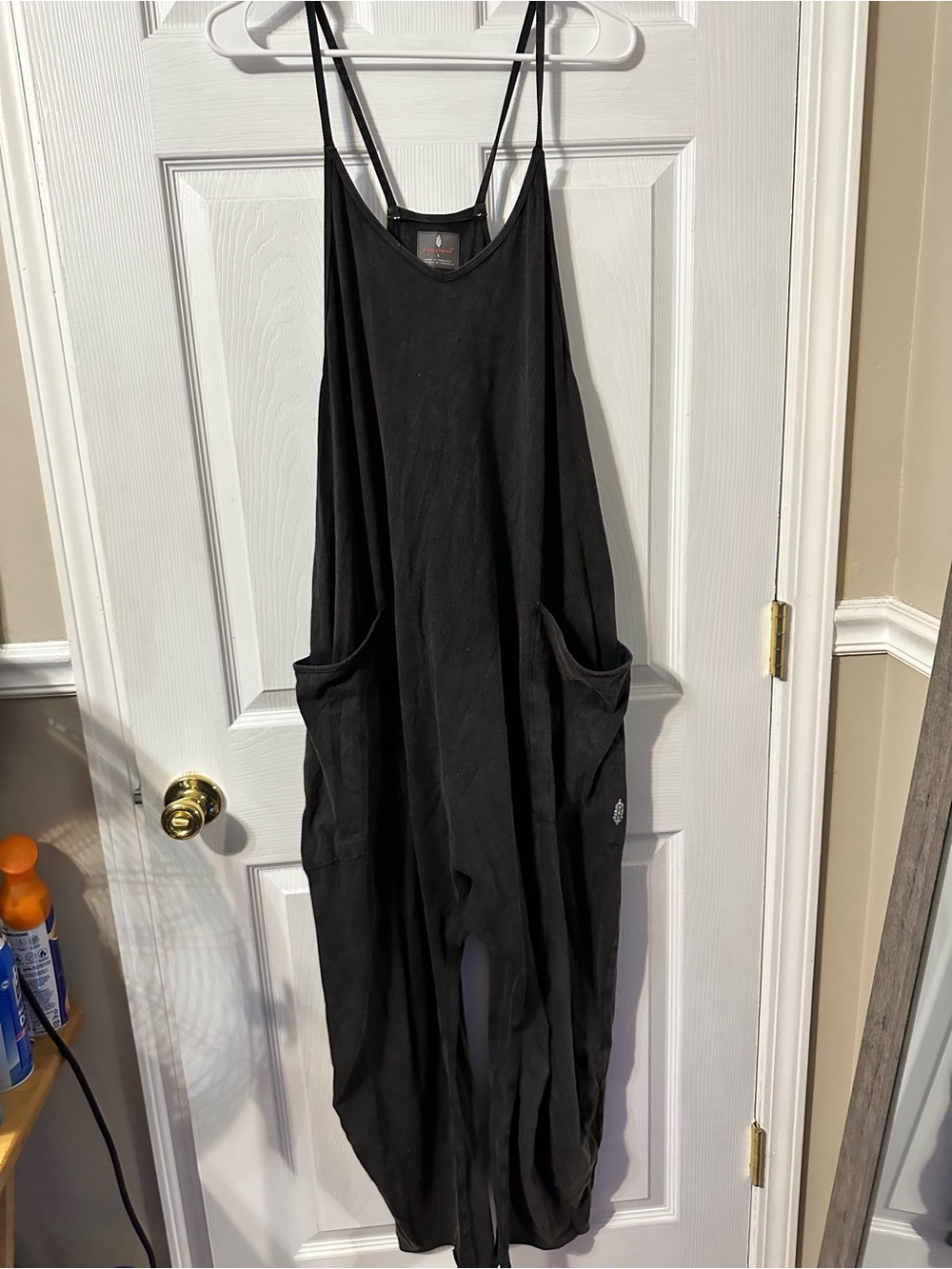 FP Movement by Free People Black Relaxed-Strap Jumpsuit with Pockets